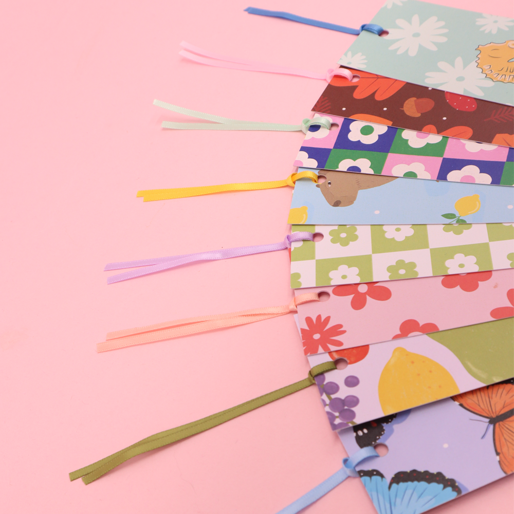 Iko Iko Double Sided Bookmark Flower Check Pink/Lime