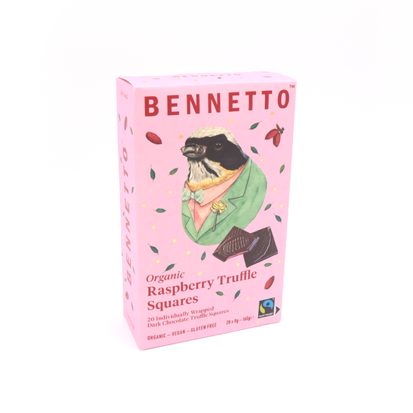 Bennetto Chocolate Truffle Filled Squares Raspberry Pack of 20