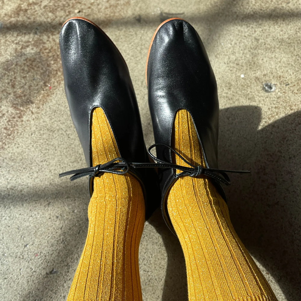 Le Bon Shoppe Socks Her Lurex Glitter Mustard