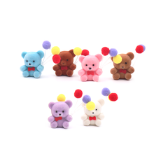 Retro Mini Flocked Teddy Bear with Balloons Assorted