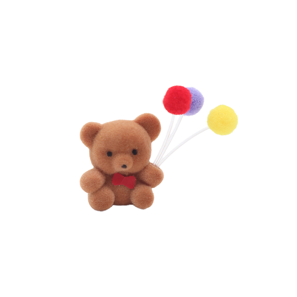 Retro Mini Flocked Teddy Bear with Balloons Assorted