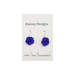 Rainey Designs Glass Floral Drop Earrings Sapphire