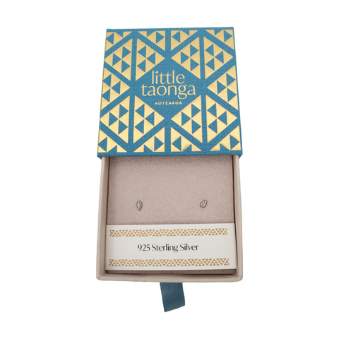 Little Taonga Petite Studs Pohutukawa Leaf Silver