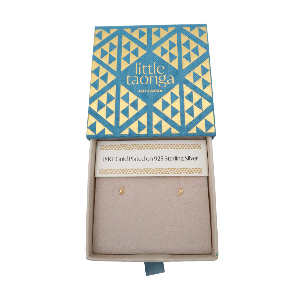Little Taonga Petite Studs Pohutukawa Leaf Gold