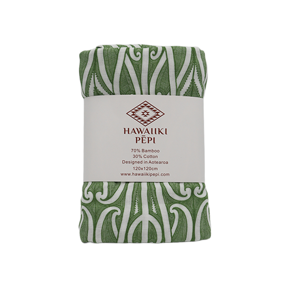 Hawaiiki Pēpi Baby Wrap Taurikura Green
