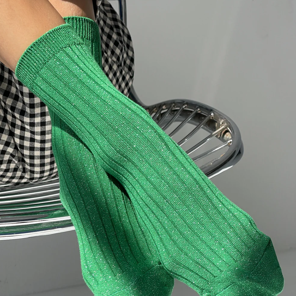 Le Bon Shoppe Socks Her Lurex Glitter Emerald