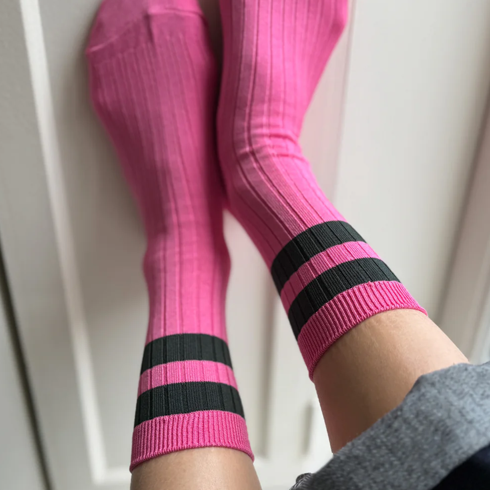 Le Bon Shoppe Socks Her Varsity Pink Green