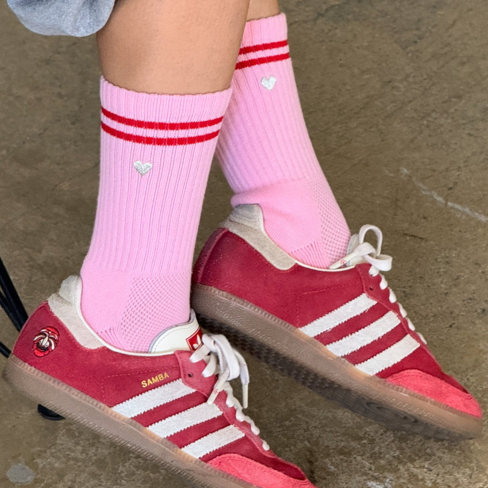 Le Bon Shoppe Embroidered Boyfriend Socks Pink + Heart