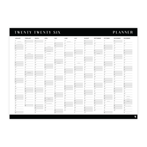 Iko Iko 2026 Wall Planner Black and White