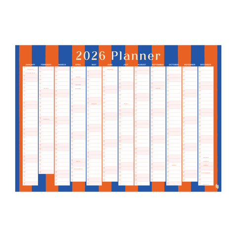 Iko Iko 2026 Wall Planner Bold Stripe Blue and Orange