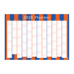Iko Iko 2026 Wall Planner Bold Stripe Blue and Orange