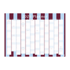 Iko Iko 2026 Wall Planner Bold Stripe Brown and Blue