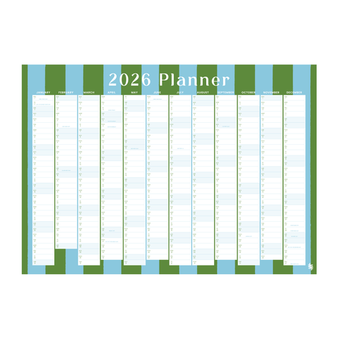 Iko Iko 2026 Wall Planner Bold Stripe Green and Blue
