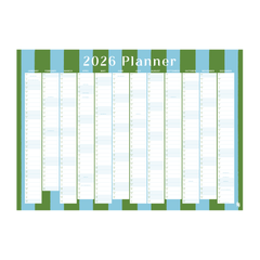 Iko Iko 2026 Wall Planner Bold Stripe Green and Blue