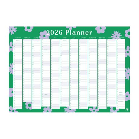 Iko Iko 2026 Wall Planner Flower Power Green