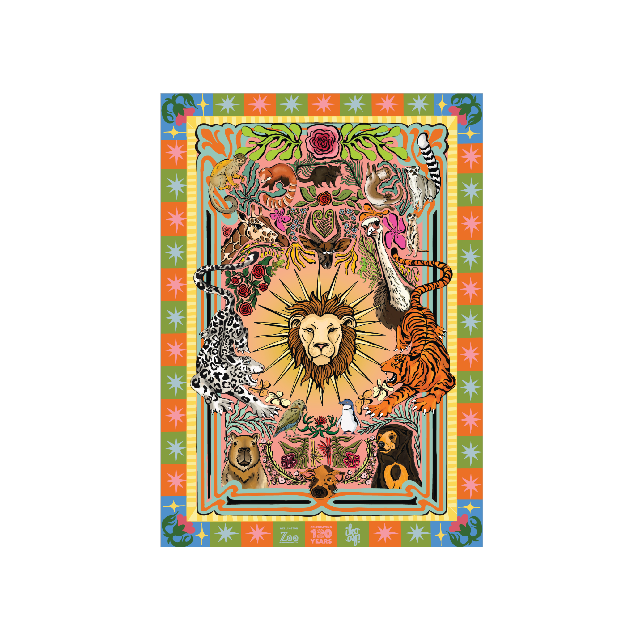Iko Iko x Wellington Zoo 120 Years A4 Art Print