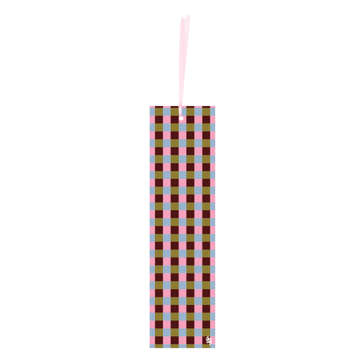 Iko Iko Double Sided Bookmark Plaid Stripe Marroon Olive