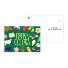 Iko Iko Postcard Kiwiana Kia Ora Icons Green