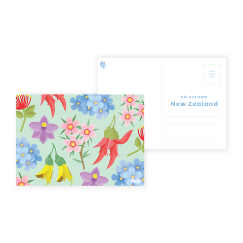 Iko Iko Postcard Kiwiana Native Florals