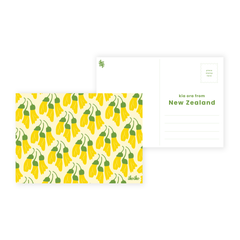 Iko Iko Postcard Kiwiana Repeat Pattern Kōwhai