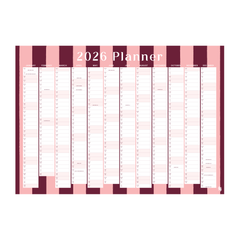 Iko Iko 2026 Wall Planner Bold Stripe Pink and Maroon