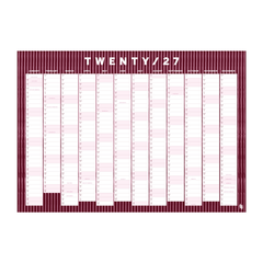 Iko Iko Wall Planner 2027 Burgandy Pink Small Stripe