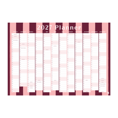 Iko Iko Wall Planner 2027 Pink Maroon Stripe