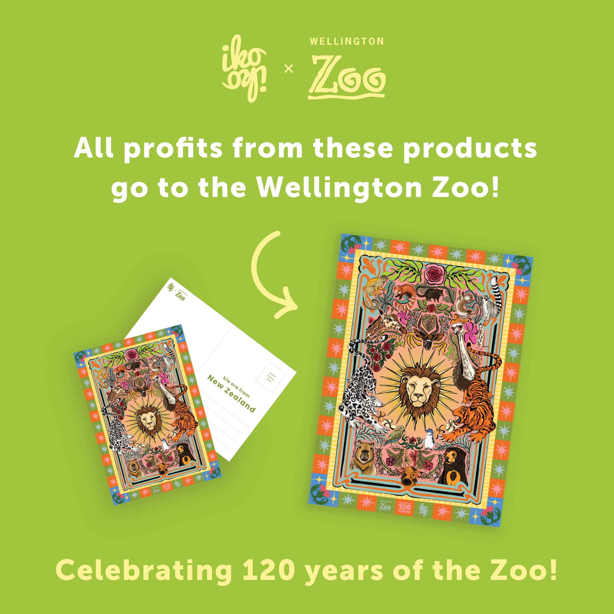 Iko Iko x Wellington Zoo 120 Years A4 Art Print