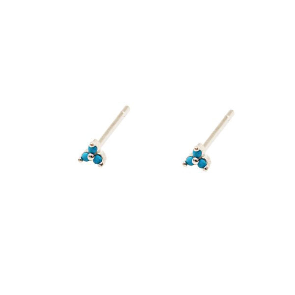 Iko Iko Studs Trio Turquoise CZs Silver
