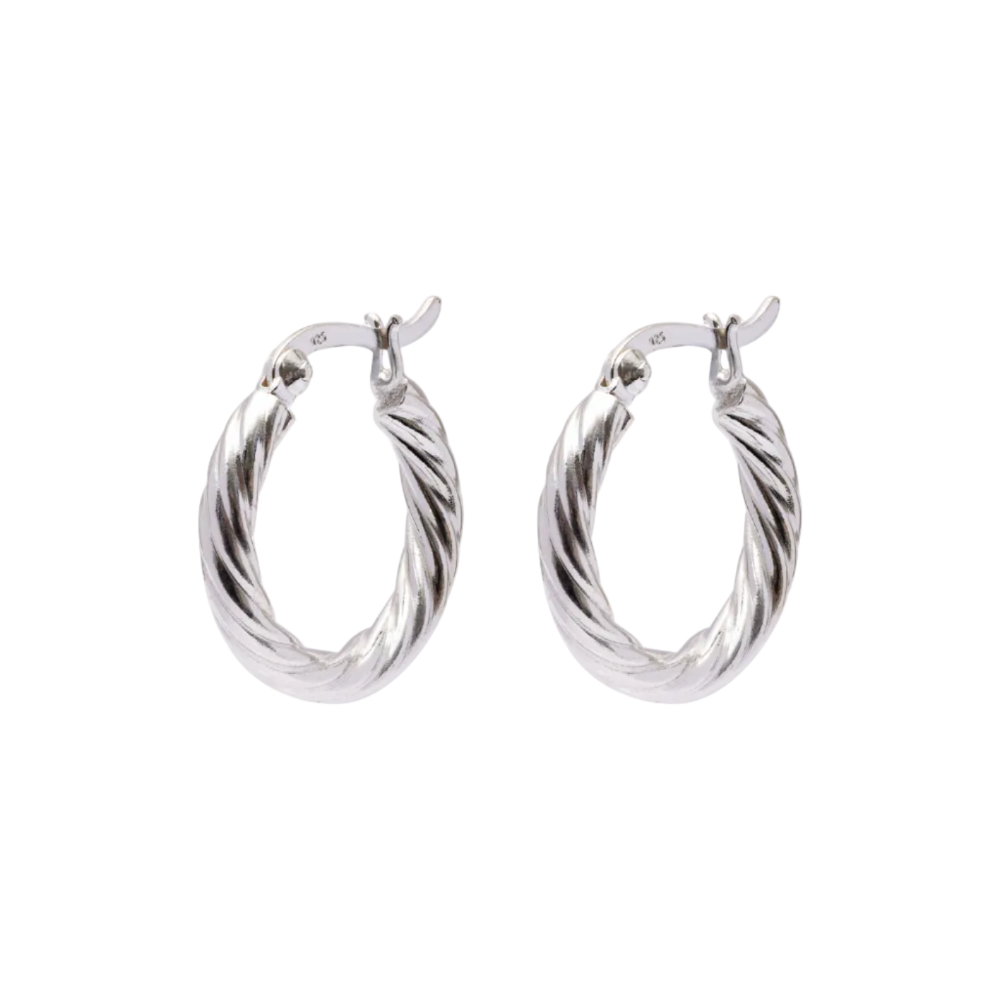 Iko Iko Earrings Twist Hoops Silver