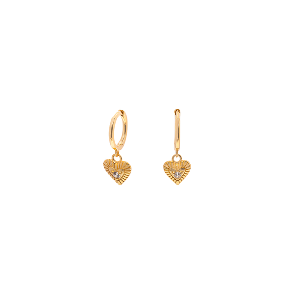 Iko Iko Earrings Mini Hoops Heart Burst CZs Gold