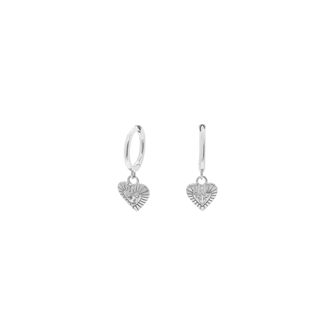 Iko Iko Earrings Mini Hoops Heart Burst CZs Silver