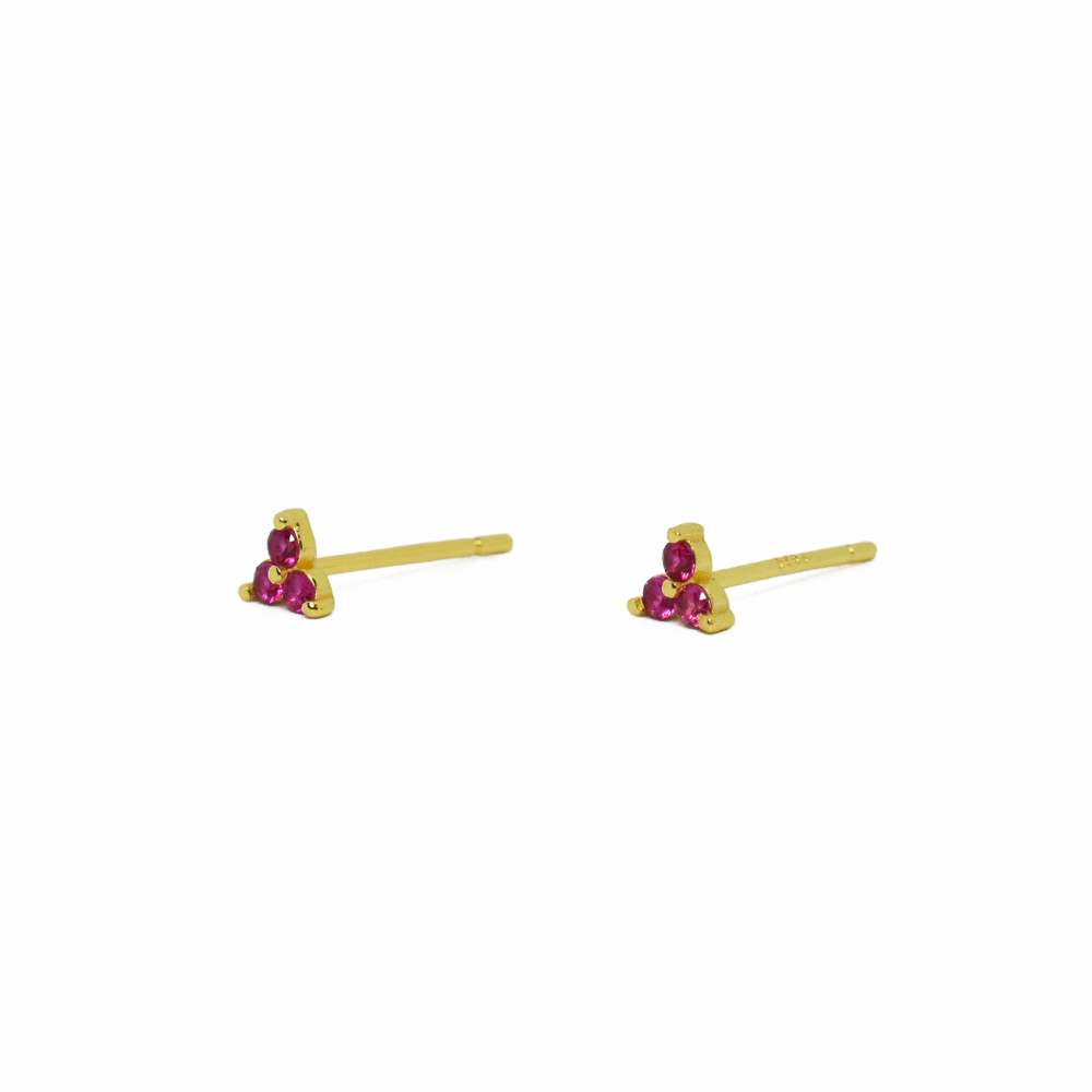 Iko Iko Studs Trio Pink CZs Gold