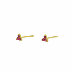Iko Iko Studs Trio Pink CZs Gold