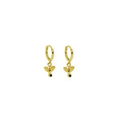Iko Iko Earrings Mini Hoops Eagle Holding Black Stone Gold
