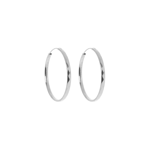 Iko Iko Earrings Diamond Cut Hoops 40mm Silver