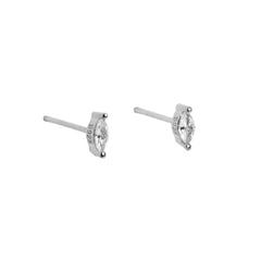 Iko Iko Studs Bling Oval Cut Silver