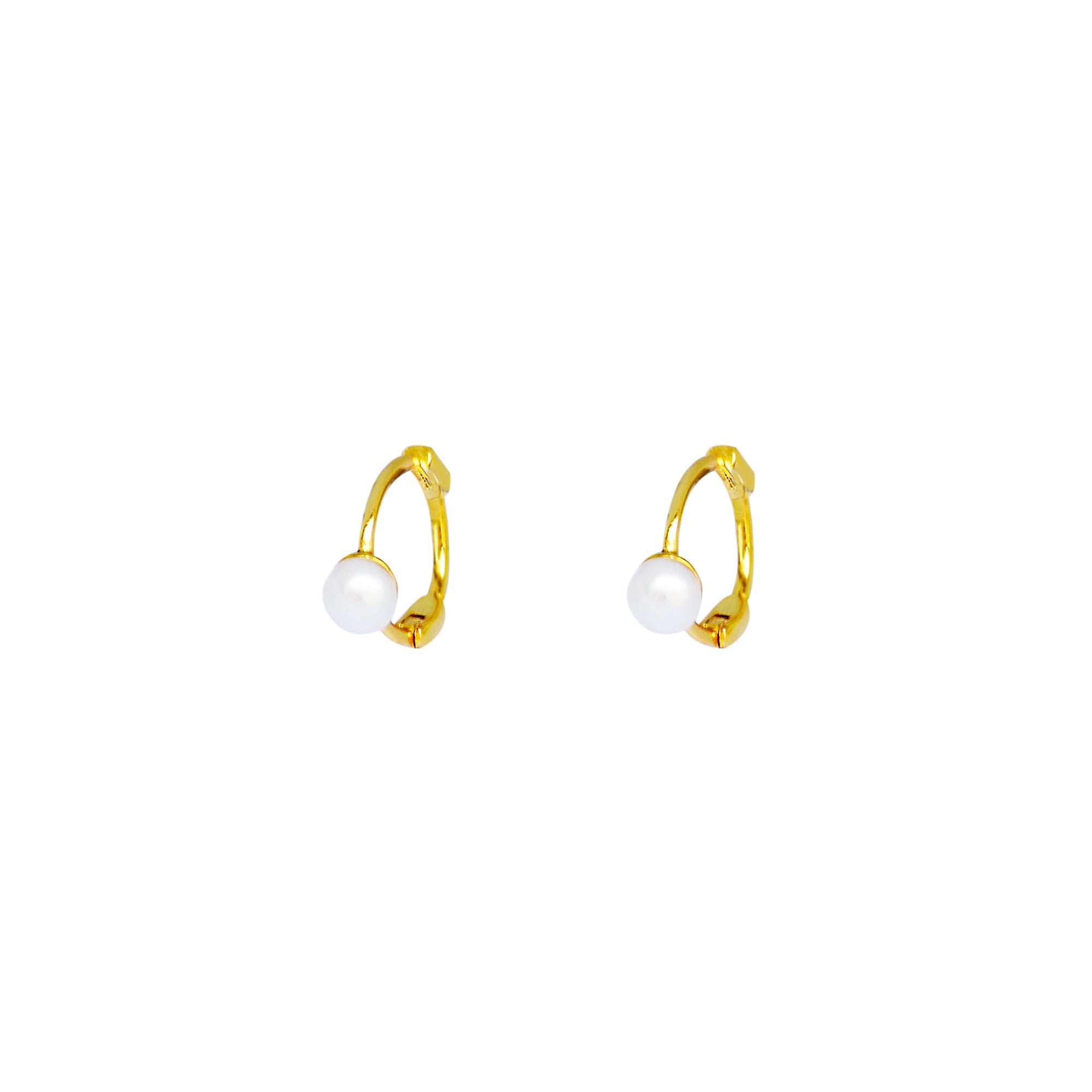 Iko Iko Earrings Huggies Mini Pearl Gold