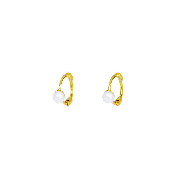 Iko Iko Earrings Huggies Mini Pearl Gold