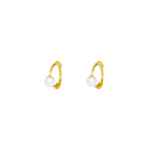 Iko Iko Earrings Huggies Mini Pearl Gold