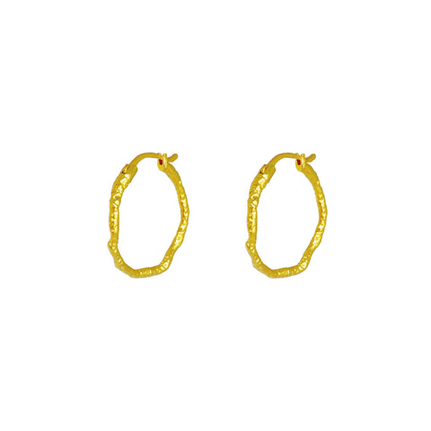 Iko Iko Earrings Hoop Raw Finish Gold