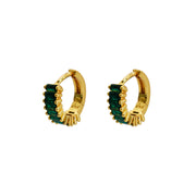 Iko Iko Earrings Huggie Green CZ Coated Gold