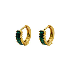 Iko Iko Earrings Huggie Green CZ Coated Gold
