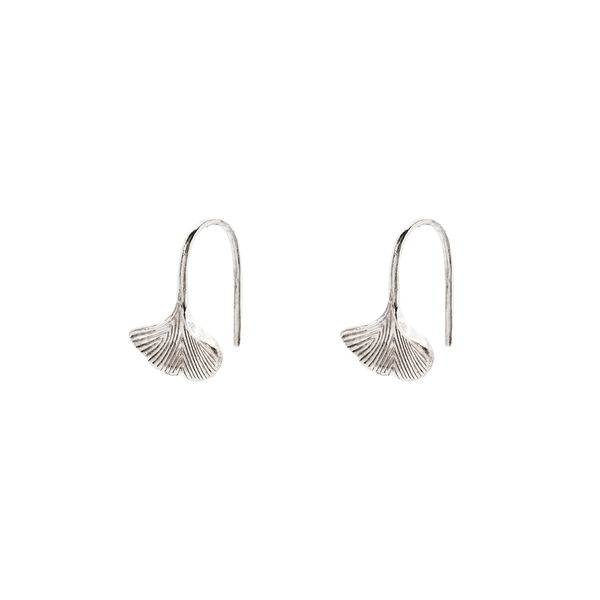 Iko Iko Earrings Ginko Leaf Silver