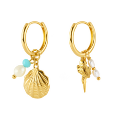 Iko Iko Huggie Earrings Shell Treasure Gold