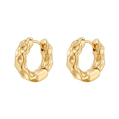 Iko Iko Earrings Chunky Bashed Huggies Gold