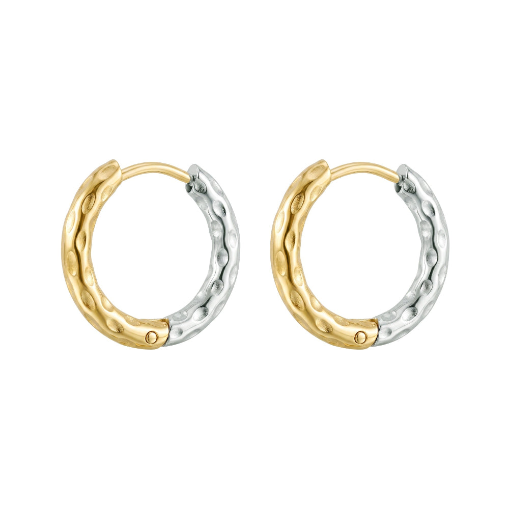 Iko Iko Earrings Bashed Sleepers Silver Gold
