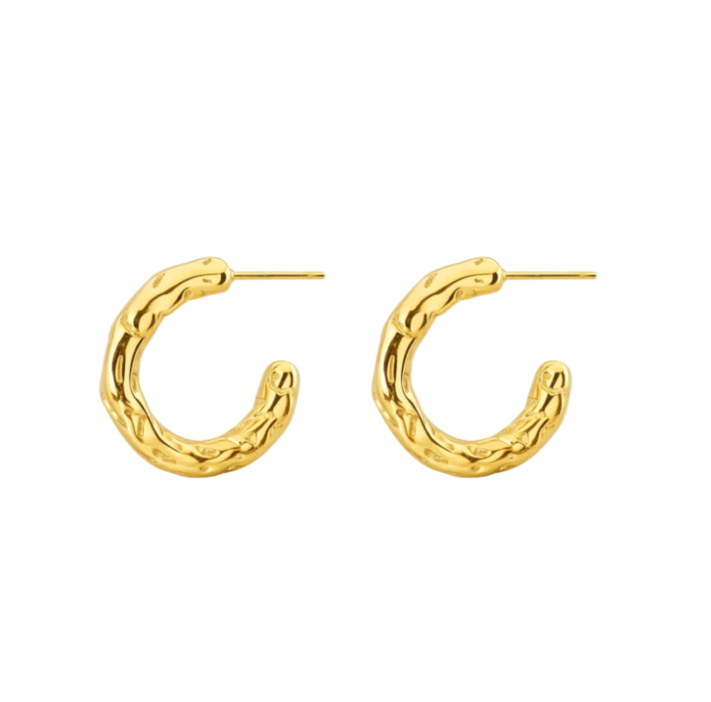 Iko Iko Studs Bashed Little Hoops Gold