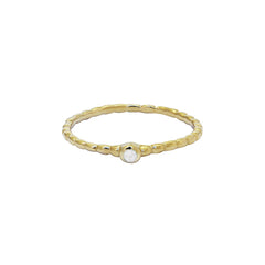 Iko Iko Ring Ribbed White Stone Gold