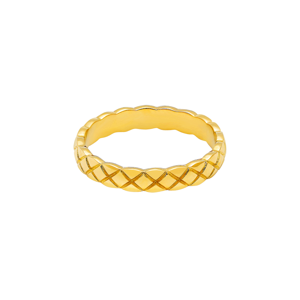 Iko Iko Ring Criss Cross Etch Gold